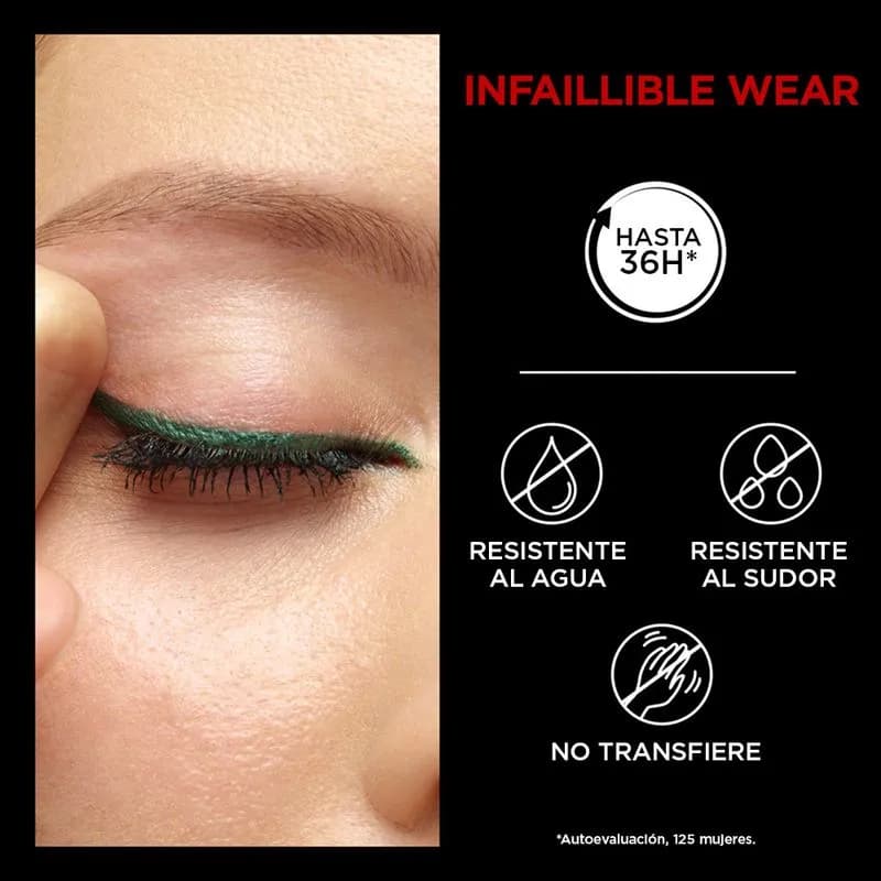 Delineador de Ojos L'Oréal Paris Infaillible Gel Liner Color Tono Esmerald Green