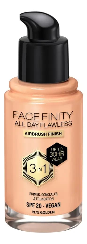 Base Liquida Max factor Facefinity All Day Flaw N°75 Golden 3 en 1 x 30ml.