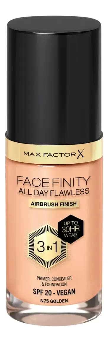 Base Liquida Max factor Facefinity All Day Flaw N°75 Golden 3 en 1 x 30ml.