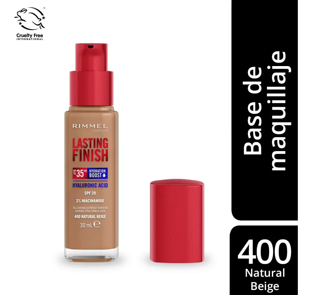 Base Maquillaje Lasting Finish 35 Hours Rimmel London Tono 400 Natural