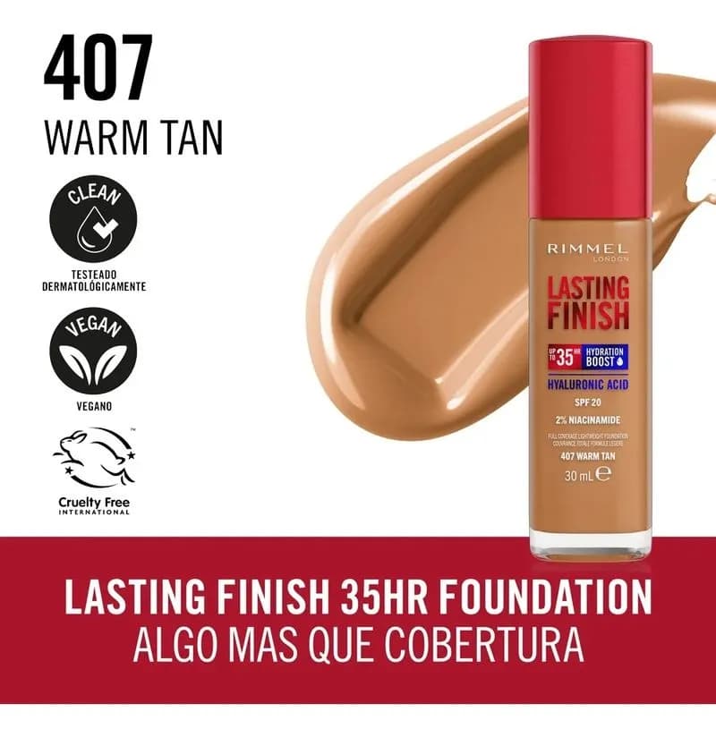 Rimmel Base Lasting Finish 35Hs 407 Warm Tan