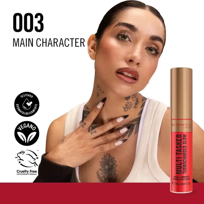 Rubor Líquido Rimmel London Turbocharged Glow 003 Main Char