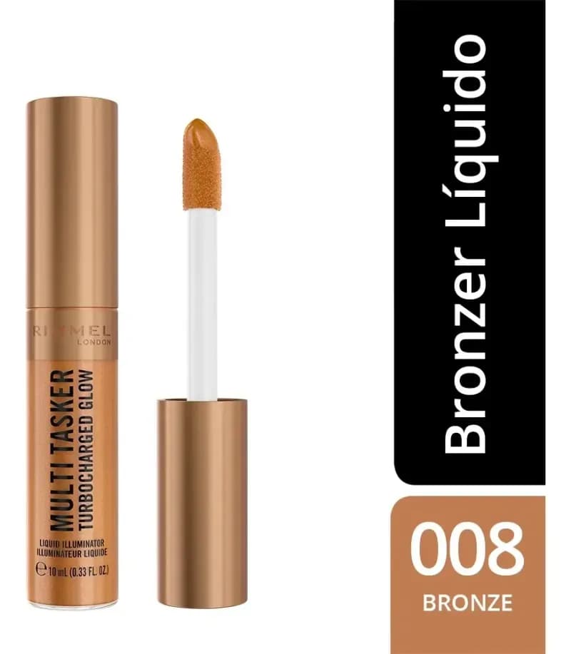 Rubor Líquido Rimmel London Turbocharged Glow 008 Bronze