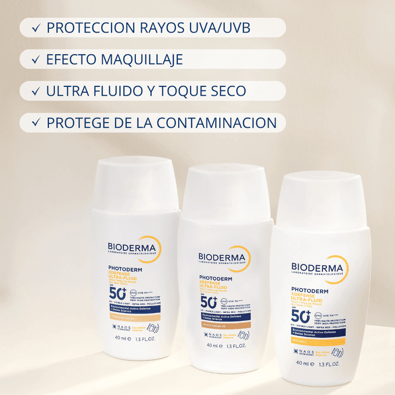 Protector Solar Facial Bioderma Pht Xdefense Ultrafluid SPF50+ T02 x 40ml.