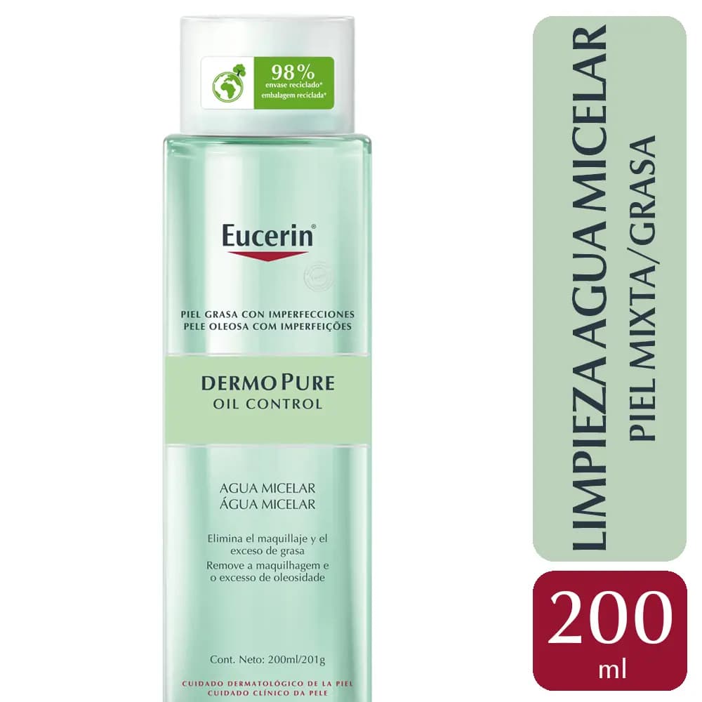 Agua Micelar Eucerin DermoPure Oil Control para Piel Grasa x 200 ml