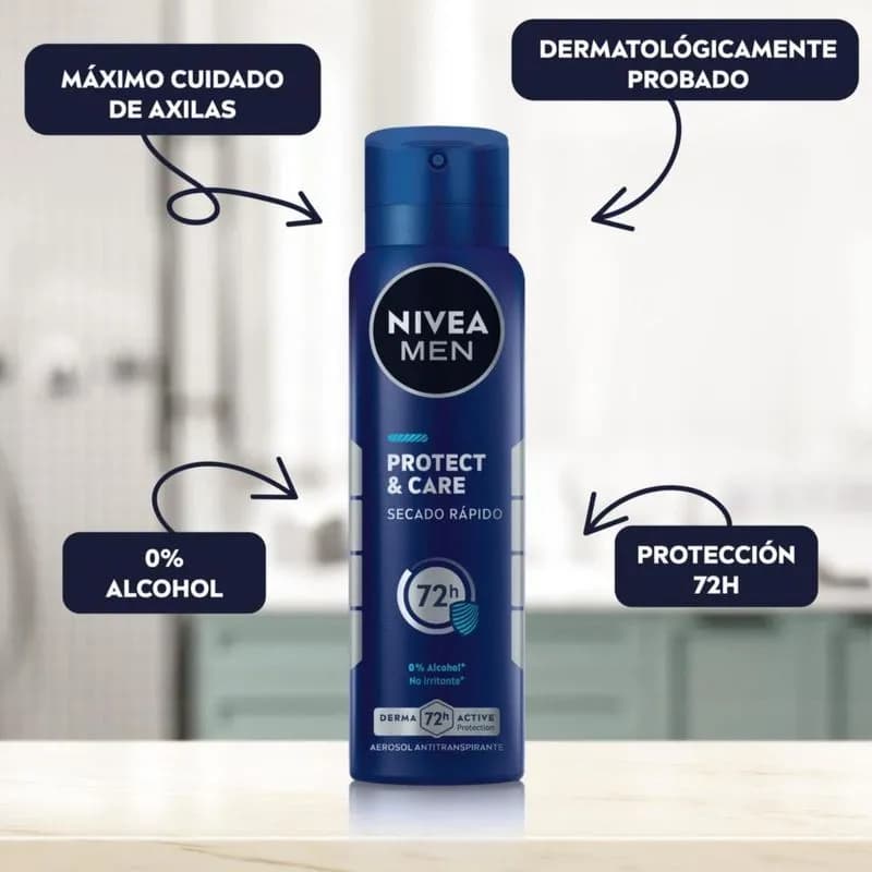 Antitranspirante Men Protect & Care en Aerosol x 150ml.