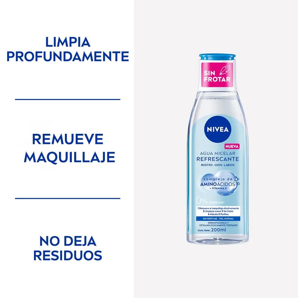 Agua Micelar 5 En 1 Refrescante Para Piel Normal x 200ml.