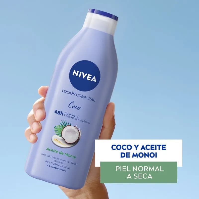 NIVEA Loción Corporal Coco o Vainilla Rápida Absorción x 400ml.