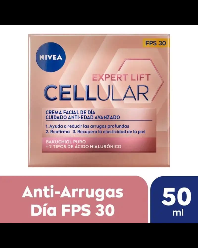 Crema Facial Antiedad de Día Nivea Cellular Lift Expert FPS 30 con Bakuchiol x 50 ml