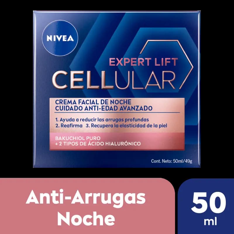 Crema Facial Antiedad de Noche Nivea Cellular Lift Expert con Bakuchiol x 50 ml