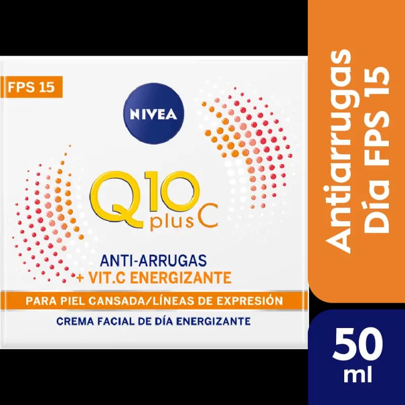 Crema Facial Antiarrugas Nivea Q10 Energy + Vitamina C y E Fps 15 x 50 ml