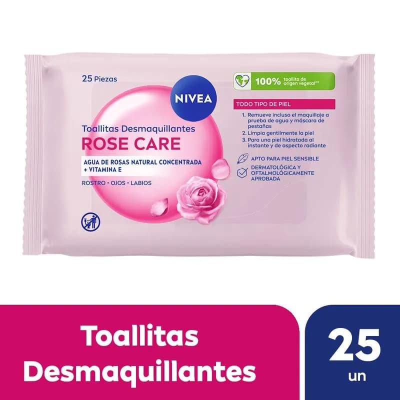 Toallitas Desmaquillantes Rose Care x 25uni.