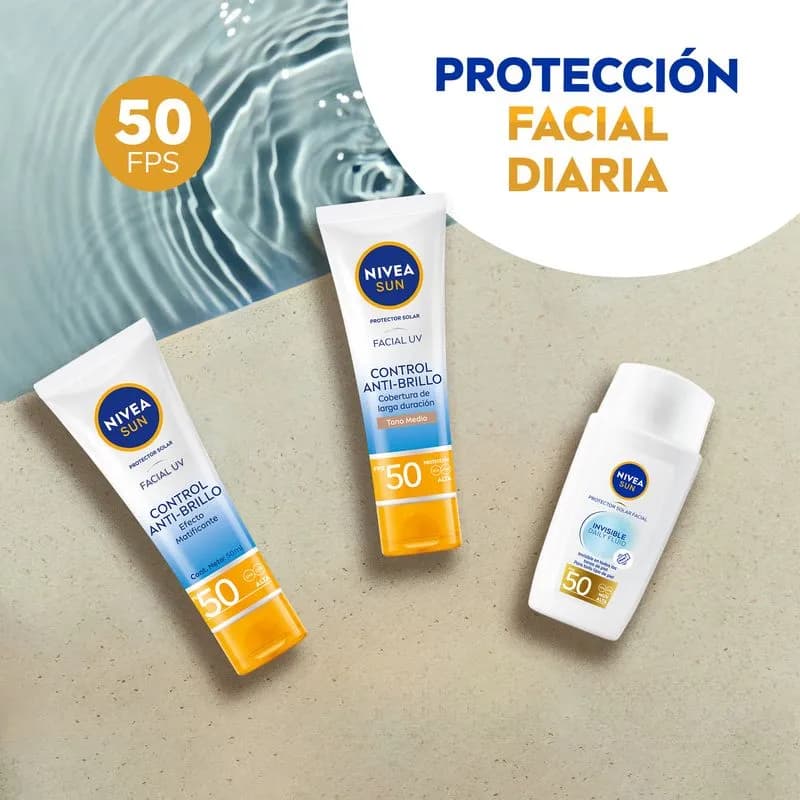 NIVEA Protector Solar Facial Control Anti-Brillo FPS50 Tono Medio Piel Normal A Grasa x 50ml.