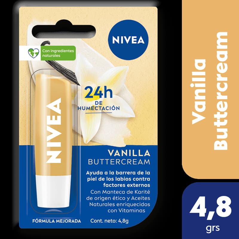 NIVEA Balsamo labial Humectante Vainilla Buttercream x 4,8grs.