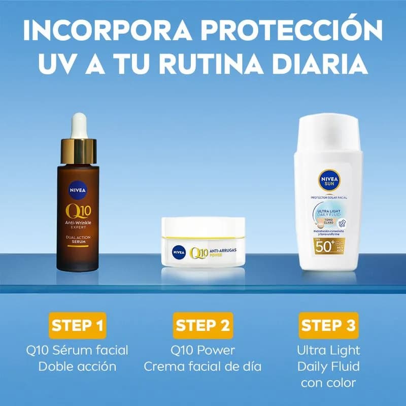NIVEA Protector Solar Facial Nivea Sun Ultra Light Daily Fluid T - Claro Fps 50+ Para Todo Tipo De Piel x 40ml.