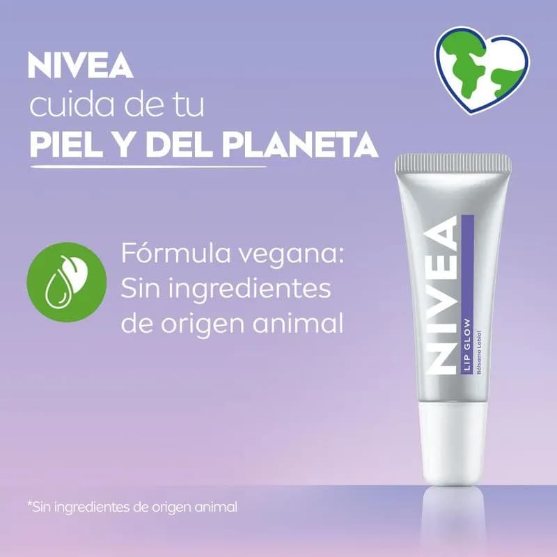 NIVEA Bálsamo labial Lip Glow con Ácido Hialurónico x 10ml.