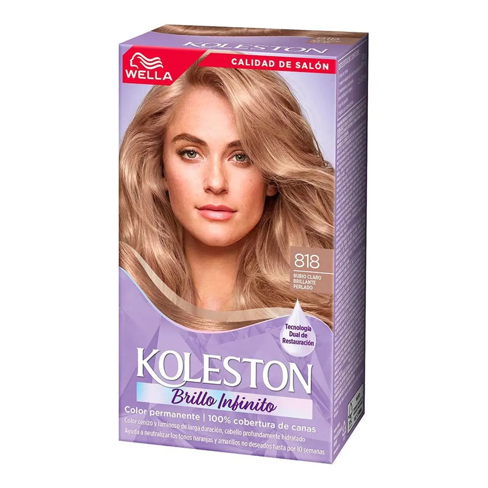 Koleston Kit Coloración Permanente 818 Rubio Claro Brillo Perla x 65grs.