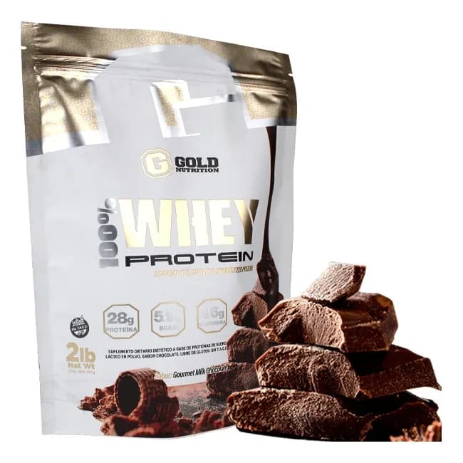 Gold Nutrition Whey Protein 100% 2 Lb Suplementos Sabor Gourmet milk chocolate