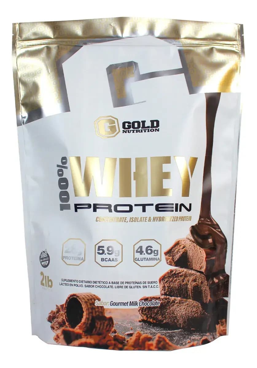 Gold Nutrition Whey Protein 100% 2 Lb Suplementos Sabor Gourmet milk chocolate