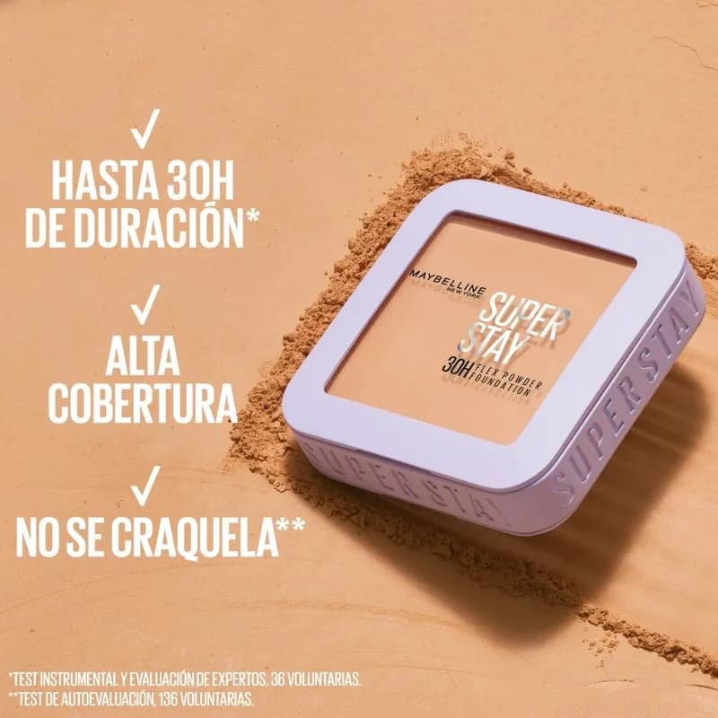 Base En Polvo Maybelline Super Stay 30H Flex Tono 128