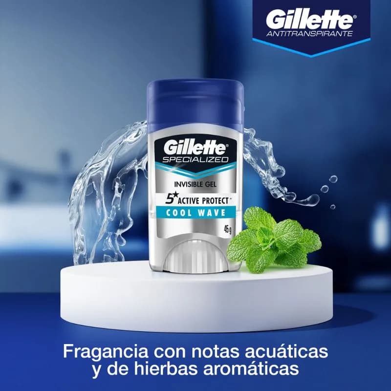 Desodorante Antitranspirante Gillette Specialized Cool Wave x 45grs.