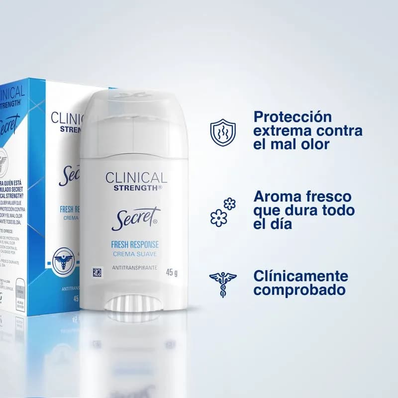 Crema Suave Antitranspirante Secret Clinical Strength Fresh Response x 45grs.