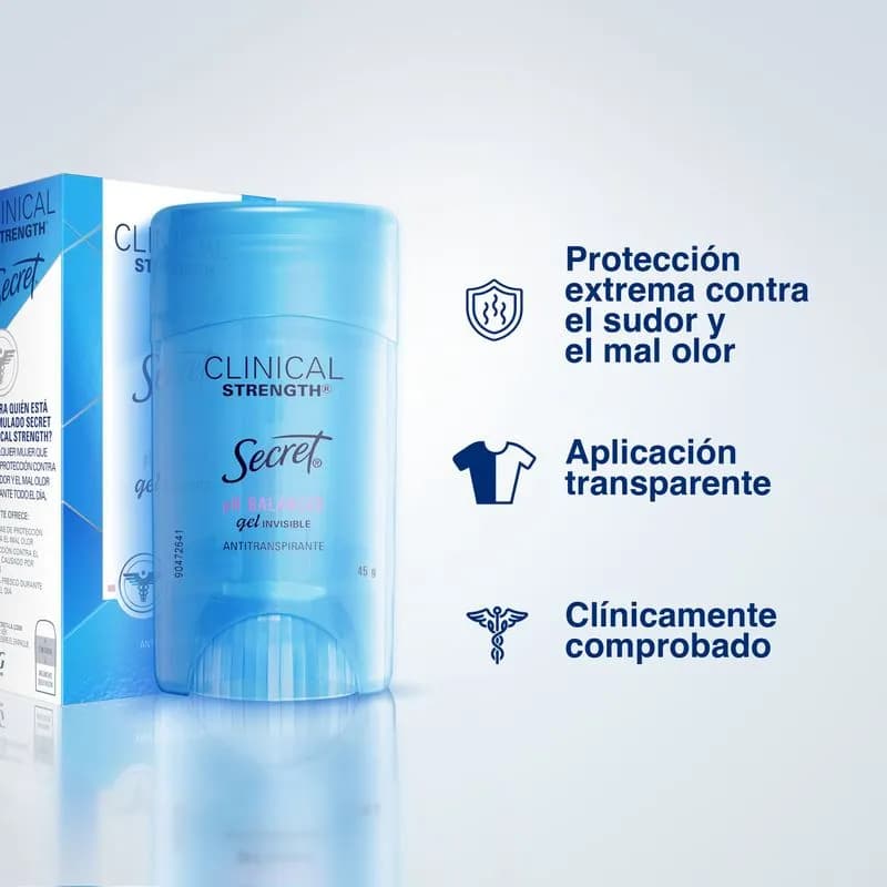 Clinical Strength Ph Balanced Gel Invisible Antitranspirante X 45GRS.