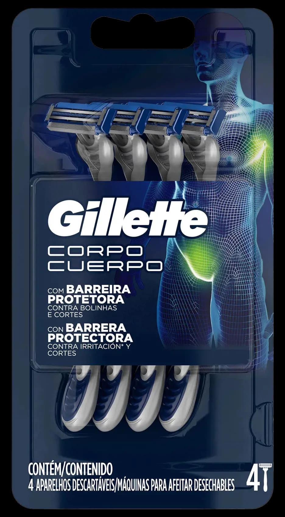Máquina de Afeitar Gillette Cuerpo para Afeitar la Zona Íntima y el Cuerpo x 4 un