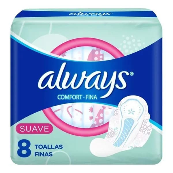 Toalla Femenina Always Suave Confort Fina x 8 un