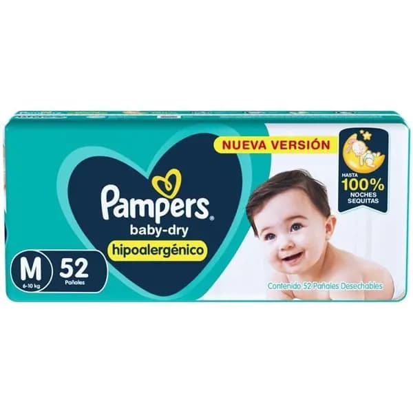 Pañales Pampers BabyDry Talle M x52un