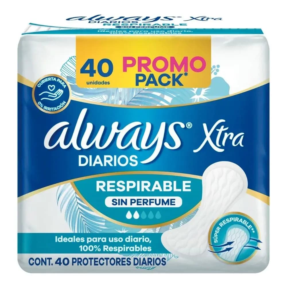 Protectores Diarios Always Respirable Anatómico x 40 un