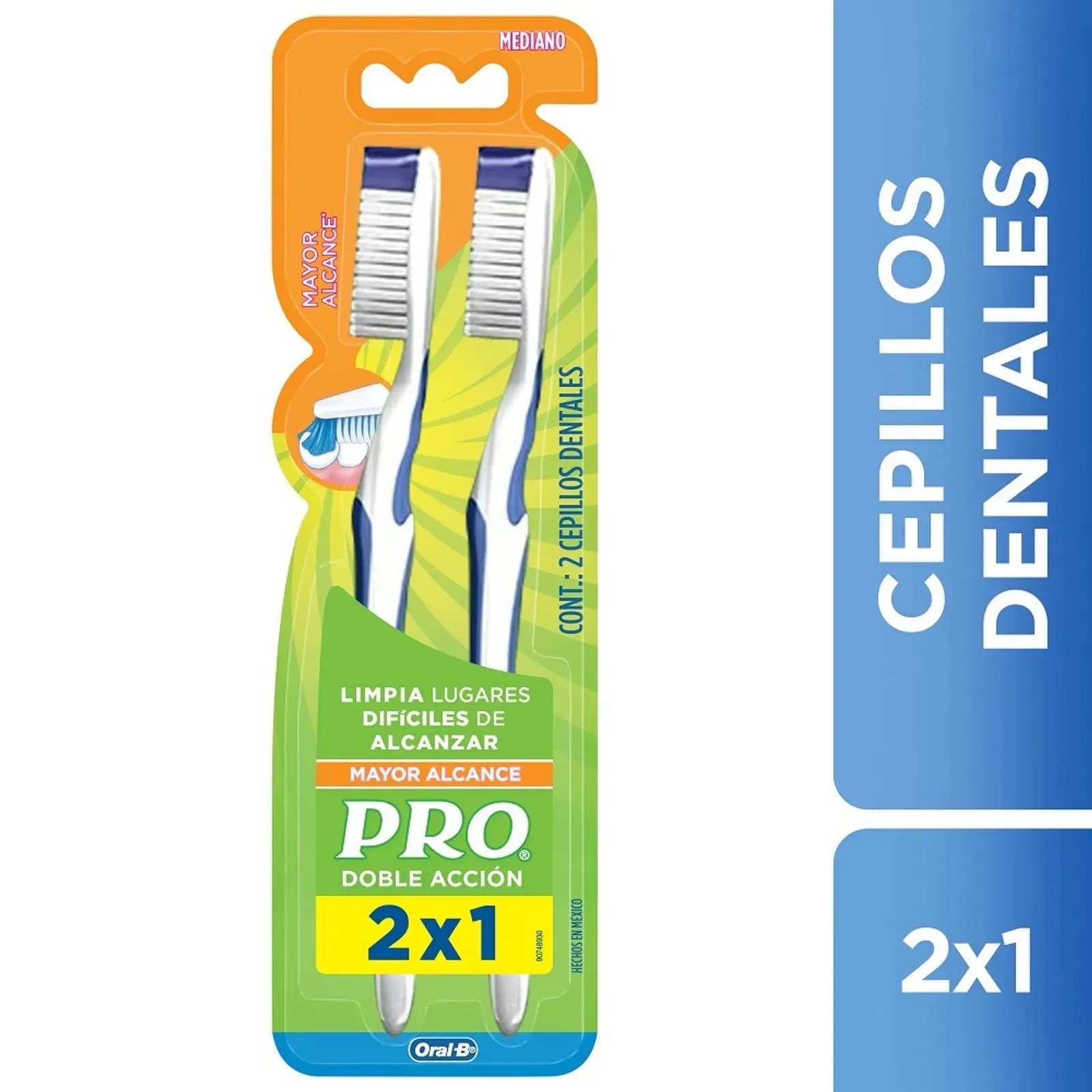 PRO Cepillo dental Doble Acción Mayor Alcance x 2uni.