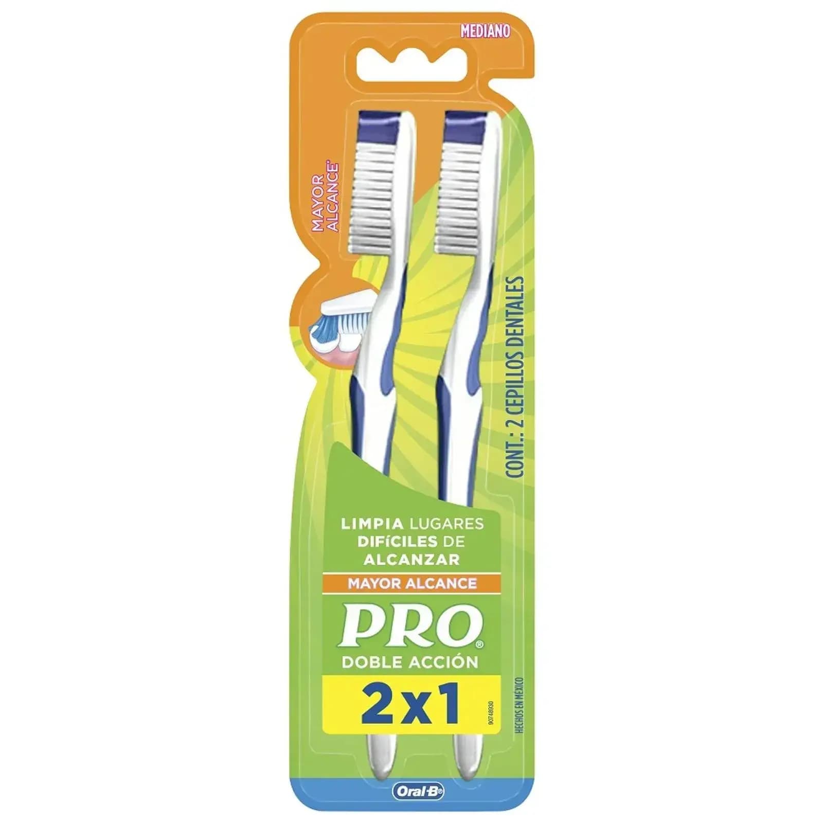 PRO Cepillo dental Doble Acción Mayor Alcance x 2uni.