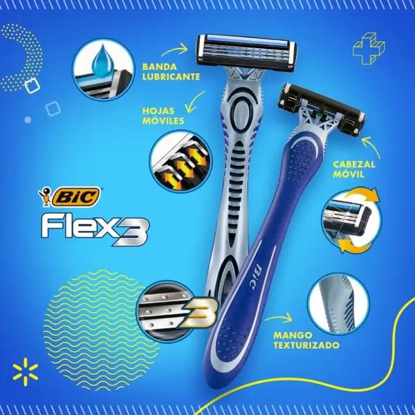 Máquina De Afeitar Flex3 3 Hojas x 2uni.