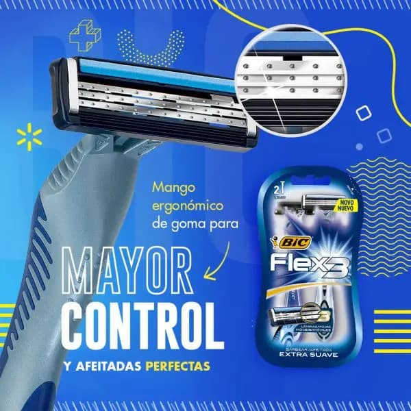 Máquina De Afeitar Flex3 3 Hojas x 2uni.