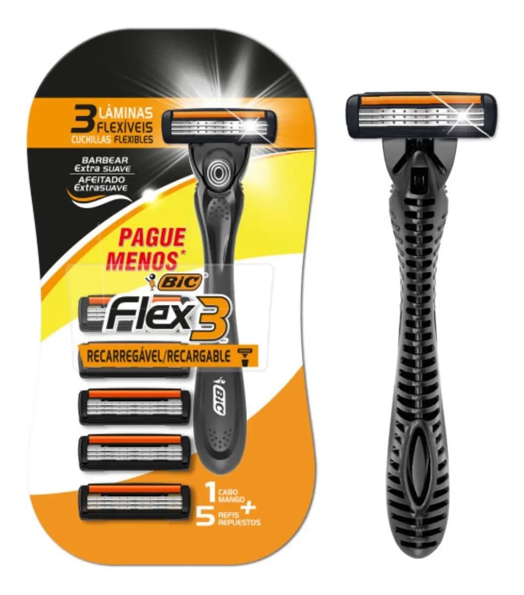 Maquina De Afeitar Bic Flex 3 Hybrid + 5 Repuestos