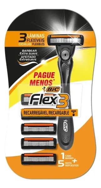Maquina De Afeitar Bic Flex 3 Hybrid + 5 Repuestos