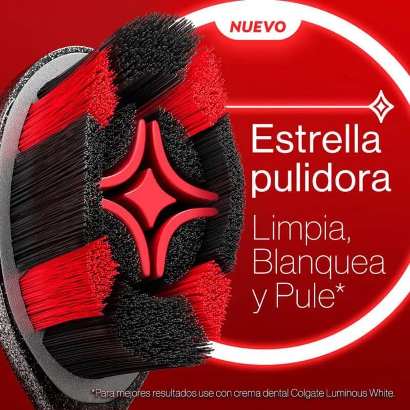 Cepillo de Dientes Colgate Luminous White Charcoal Cerdas Suaves x 2 un
