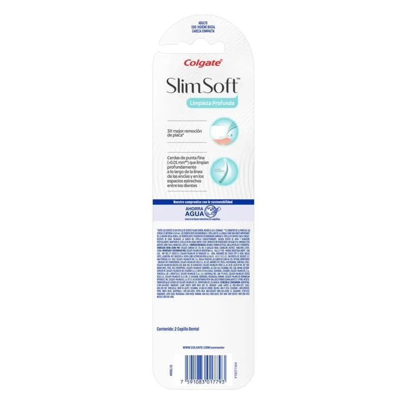 Cepillo Colgate Slimsoft Limpieza Profunda x 2 un