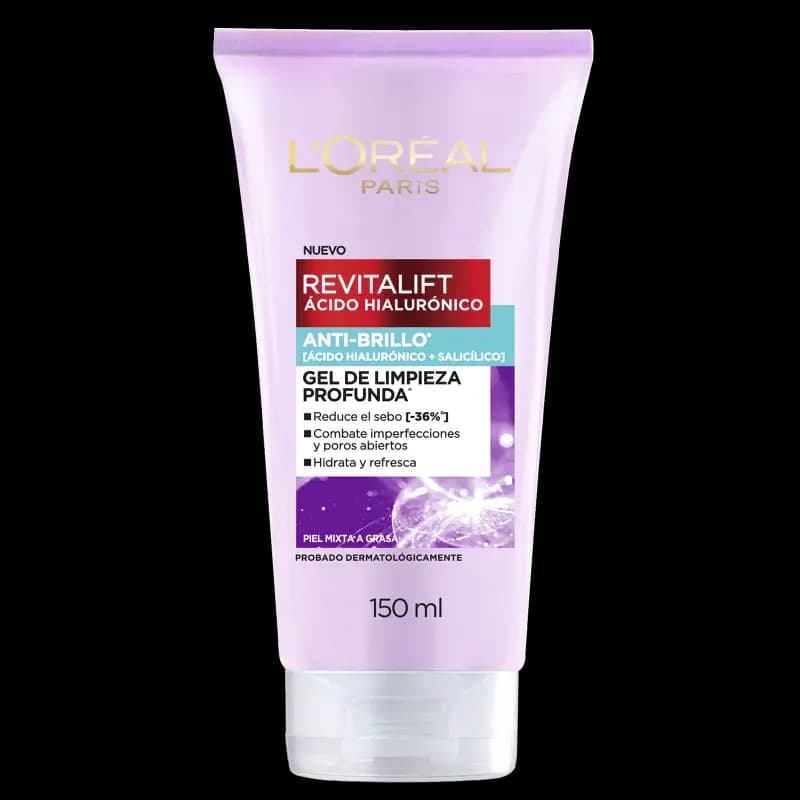 Gel Limpieza Oil Control L'Oréal París Revitalift Ácido Hialurónico x 150 ml