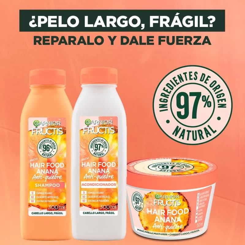 Shampoo Fructis Hair Food Ananá x 300ml.