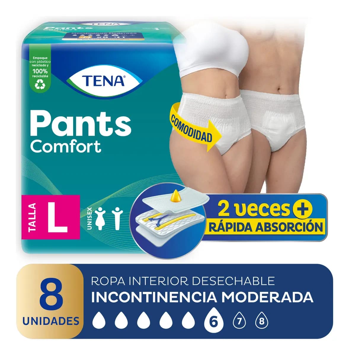 TENA Ropa Interior Pants Clásico Comfort L x 8uni.
