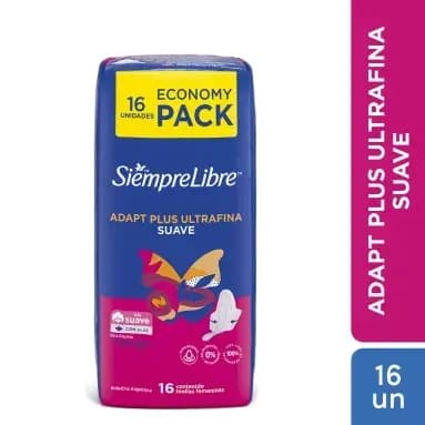 Toallas Femeninas Siempre Libre Adapt Plus Ultrafina con Alas x 16 un