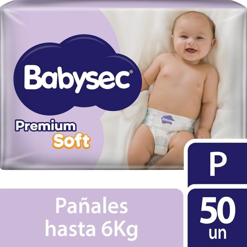 Pañales Babysec Premium Soft P 50 unidades