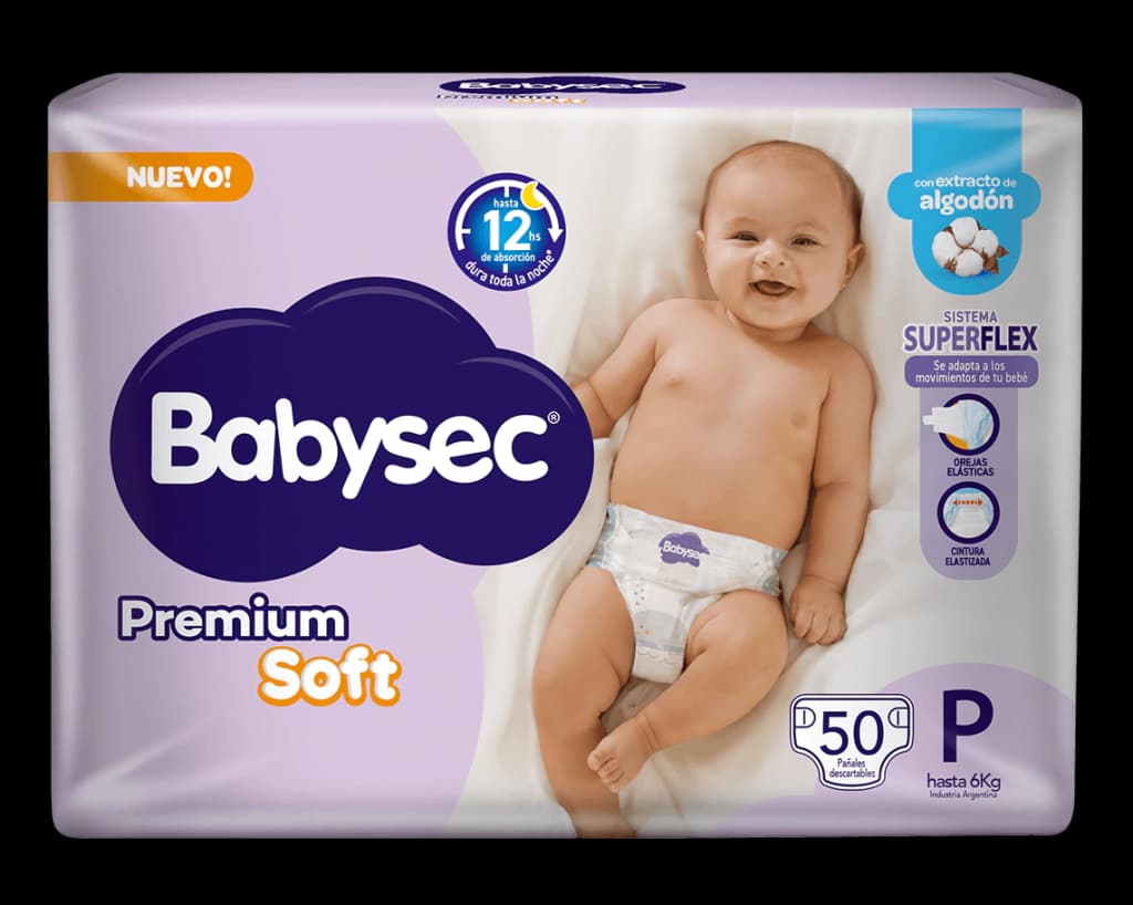Pañales Babysec Premium Soft P 50 unidades