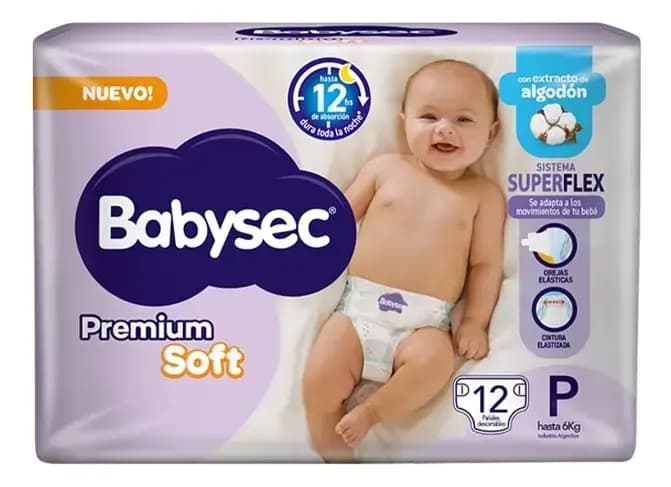 Babysec Pañales Premium Soft P x 12uni.