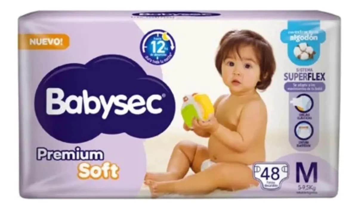 Pañal Babysec Premium Hiper Mediano x48 Unidades
