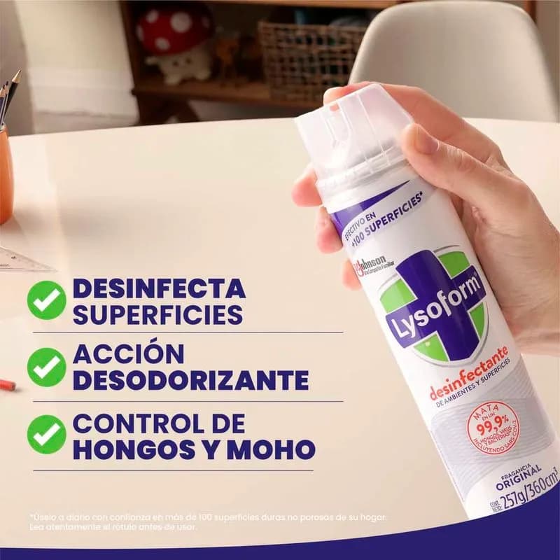 LYSOFORM Desinfectante De Ambientes Frutos Del Bosque x 360ml.