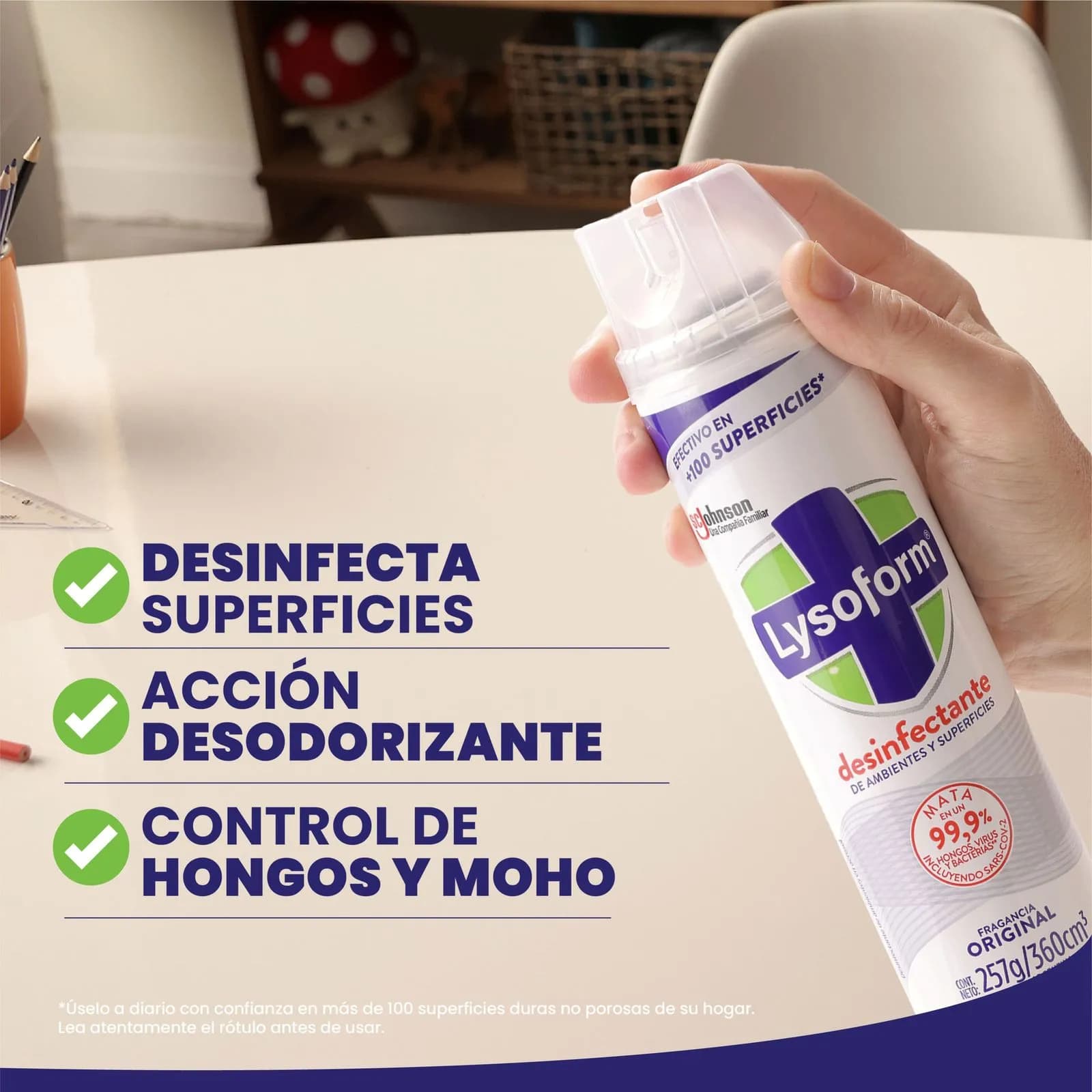 LYSOFORM Desinfectante en aerosol frescura cítrica x 360ml.