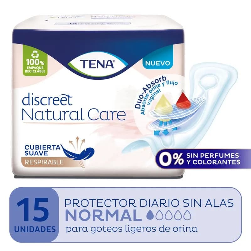 TENA Protector Diario Discreet Natural Care Sin Alas x 15uni.